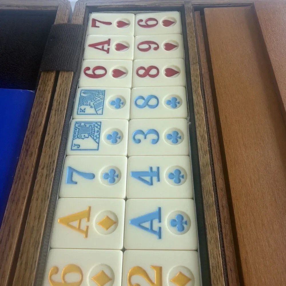 Vintage Rummikub Deluxe Wooden Carry Case Complete 106 Tiles American Way